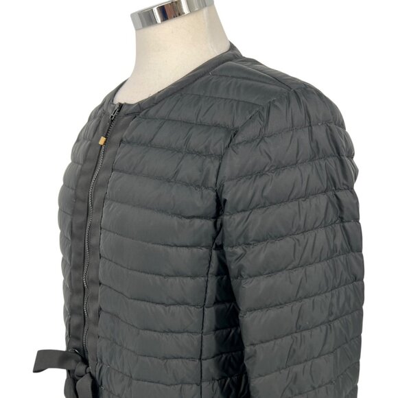 J McLaughlin Quilted Bow Waist Lightweight Goose Down Jacket Black Size Medium - Picture 3 of 12